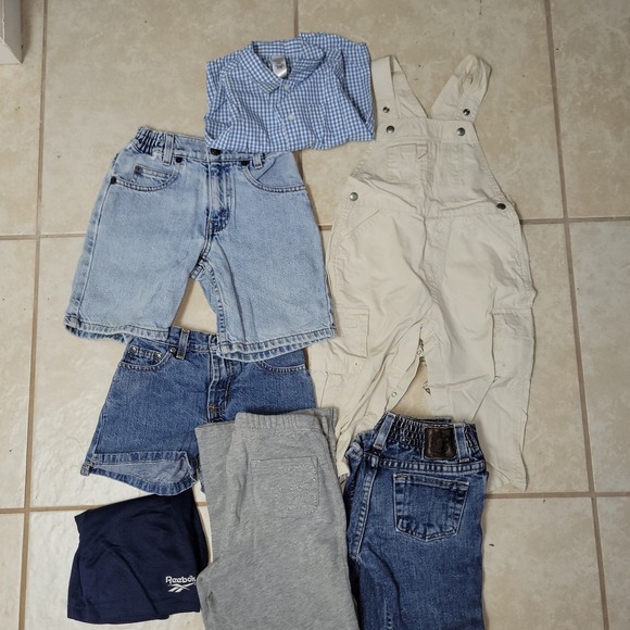 Lot of Vintage Boys Clothes Baby Gap Overalls 18-24 months Jeans Pants Shirt - Picture 1 of 5